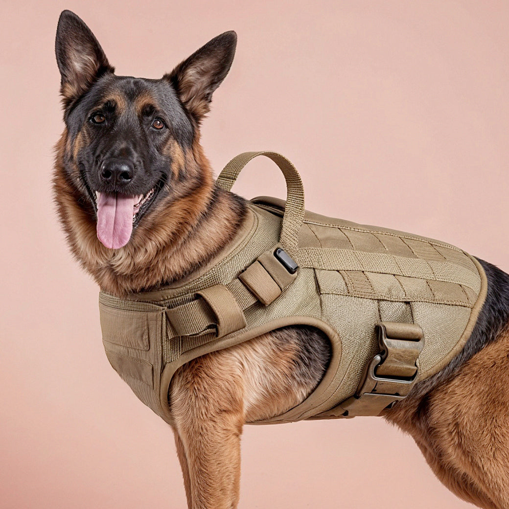 Furvo ControlTac™ Tactical Dog Harness & Collar Set – No-Pull, MOLLE System, Metal Buckles, 1050D Nylon (S–XL)
