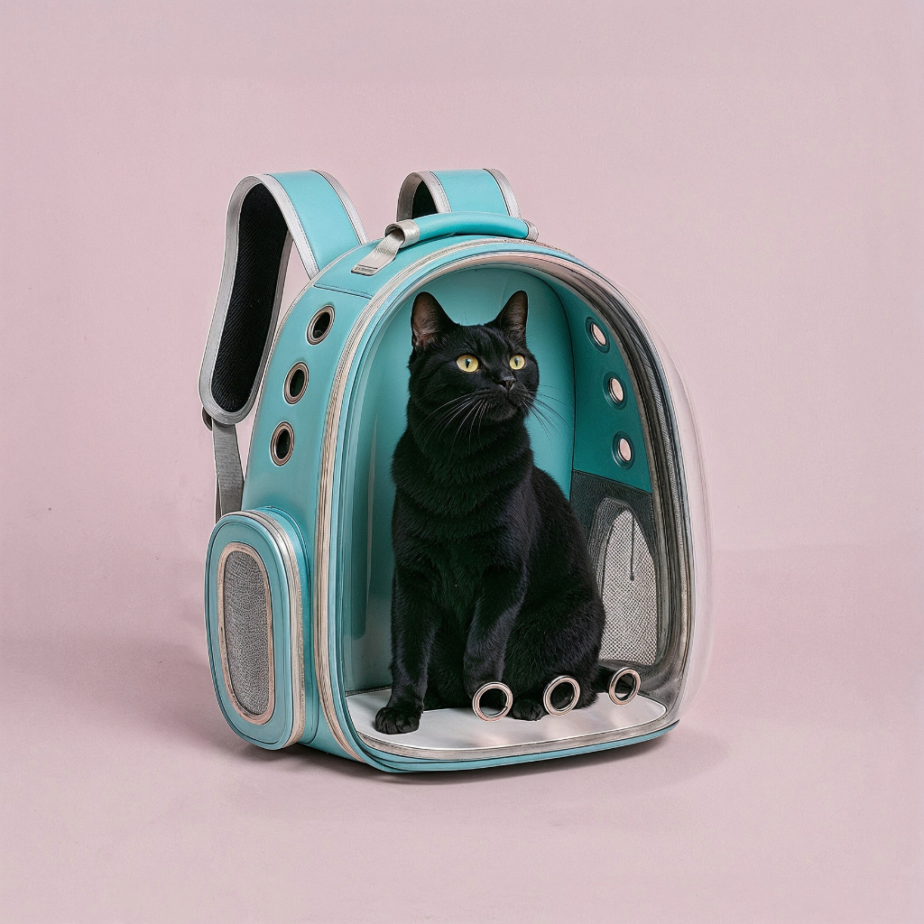 Furvo ClearView™ Capsule Cat Backpack – 360° Clear Dome Pet Carrier with Ventilation & Hard Shell Protection