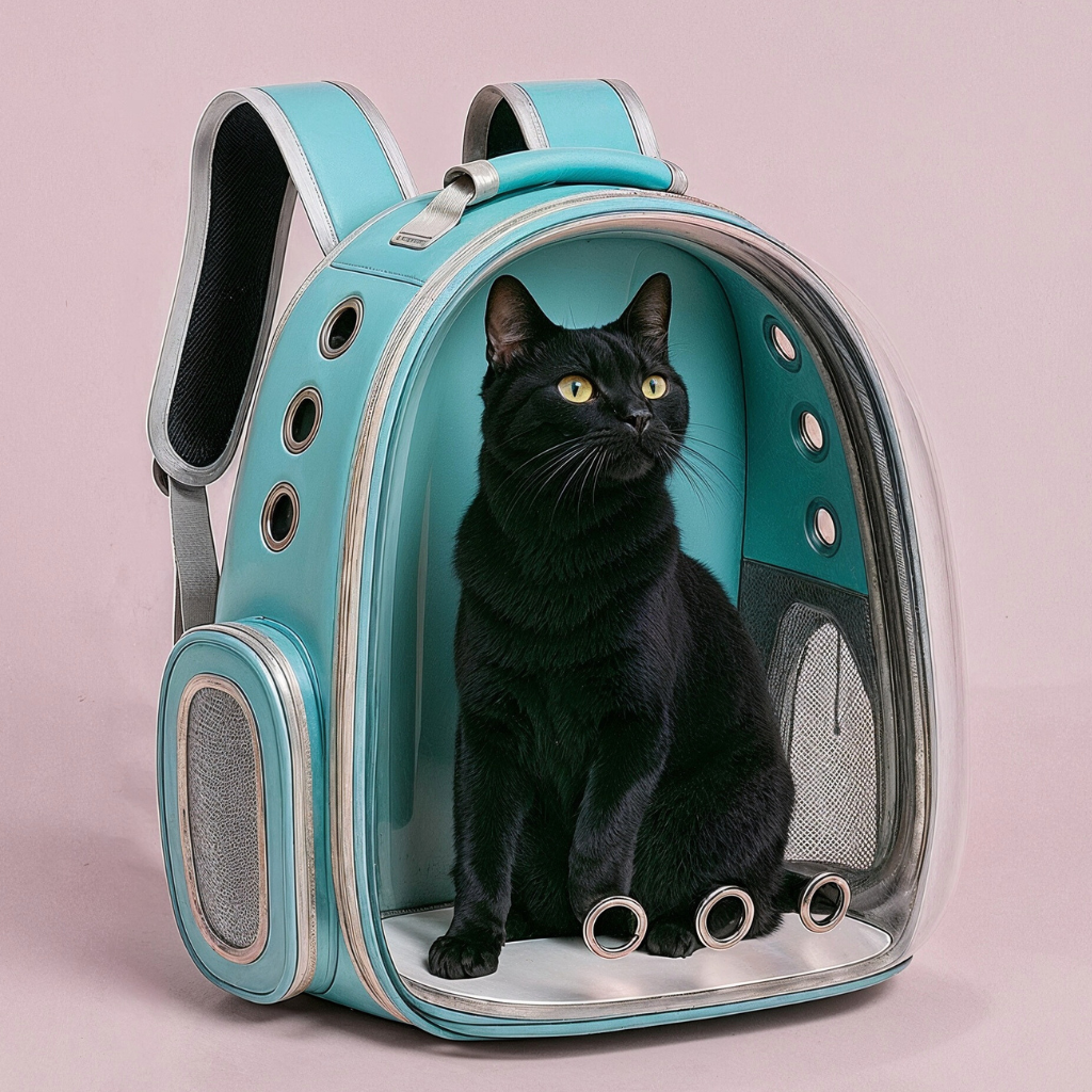 Furvo ClearView™ Capsule Cat Backpack – 360° Clear Dome Pet Carrier with Ventilation & Hard Shell Protection