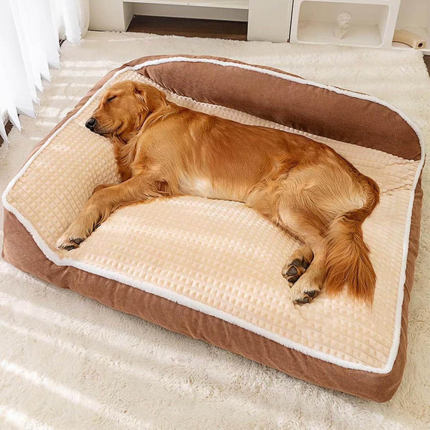 Furvo Orthopedic Lounge Dog Bed – Memory Foam, Washable, Bolstered Support