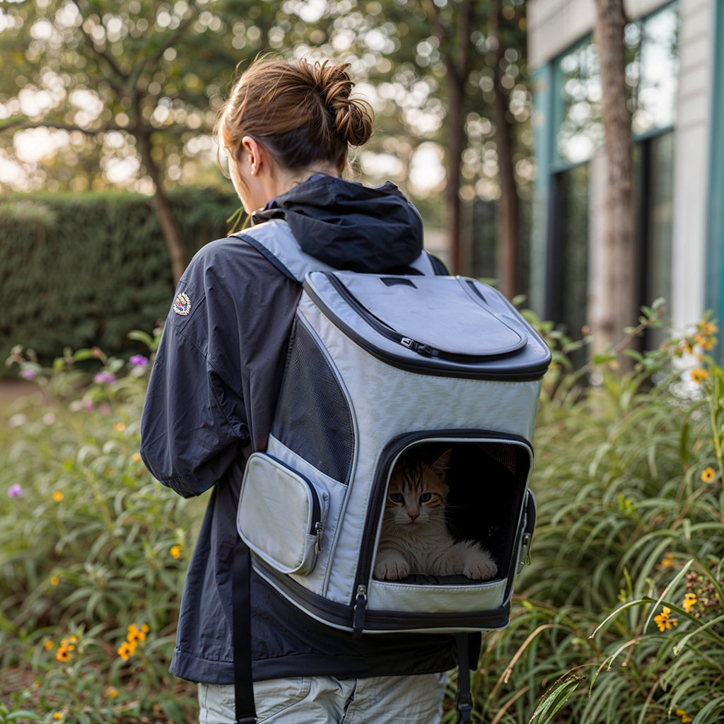 Furvo TravelNest™ Expand Cat Backpack – Expandable Mesh Pet Carrier for Travel, Hiking & Outdoor Adventures
