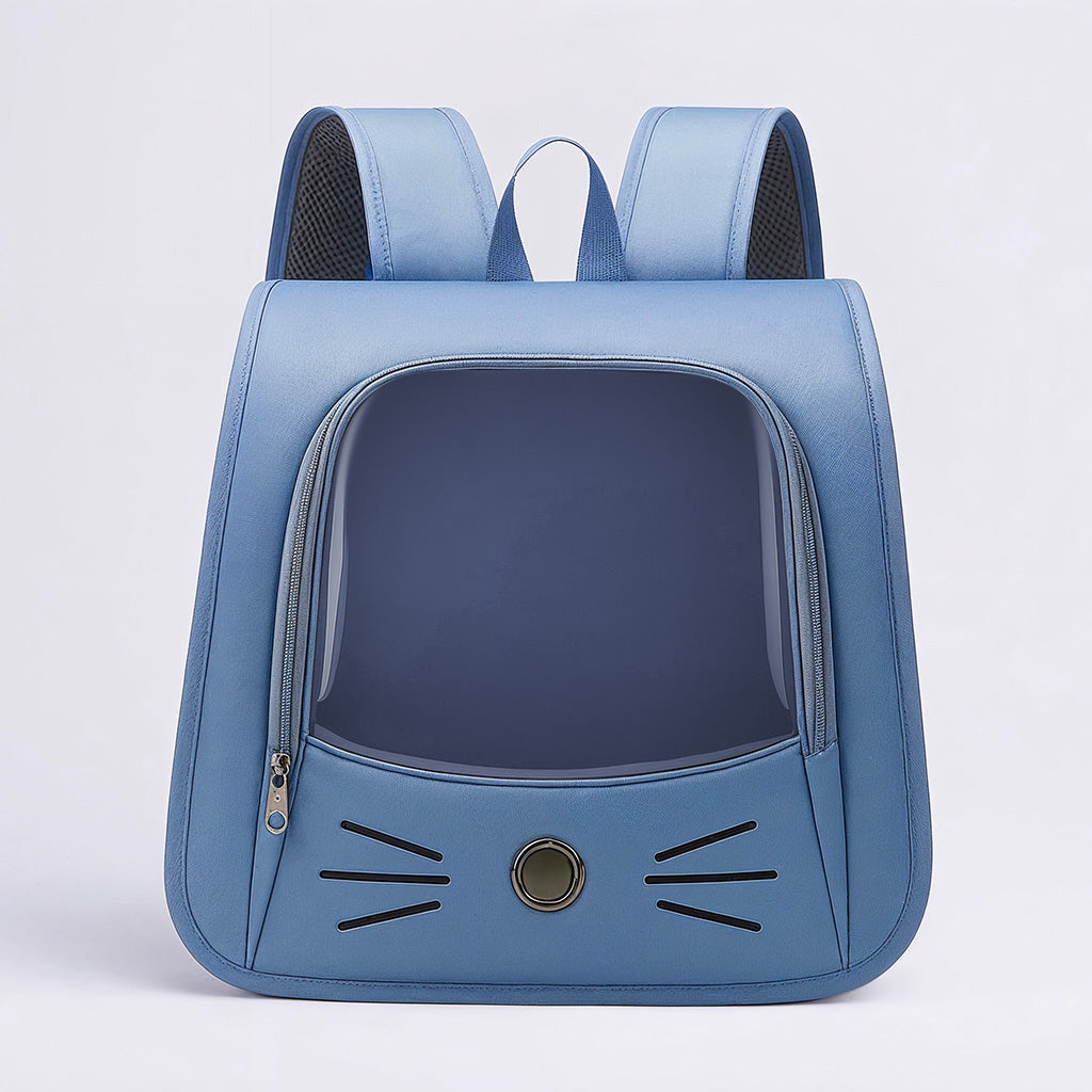 Furvo WhiskerView™ Cat Backpack – Cute Whisker Design Pet Carrier with Clear Window & Breathable Mesh Sides