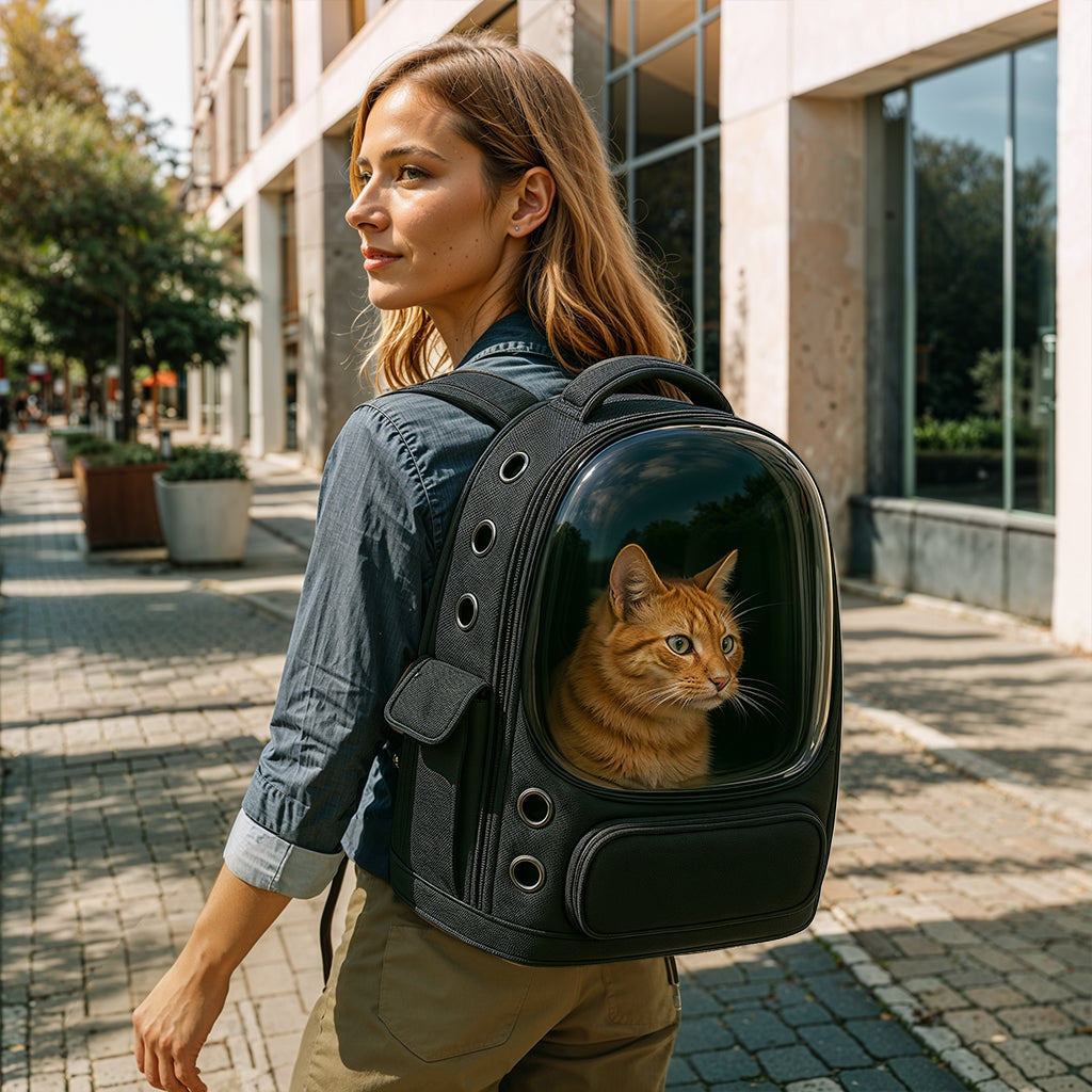 Furvo VistaPod™ Carrier – Panoramic Dome Cat Backpack with Side Pockets & All-Around Ventilation