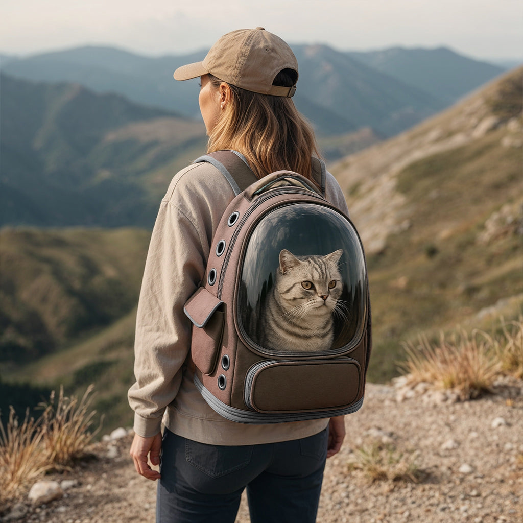 Furvo VistaPod™ Carrier – Panoramic Dome Cat Backpack with Side Pockets & All-Around Ventilation