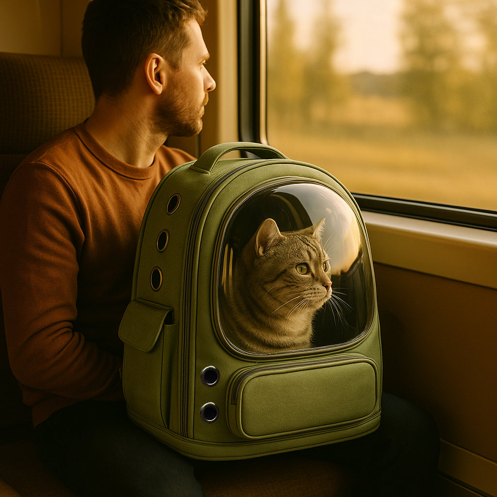 Furvo VistaPod™ Carrier – Panoramic Dome Cat Backpack with Side Pockets & All-Around Ventilation