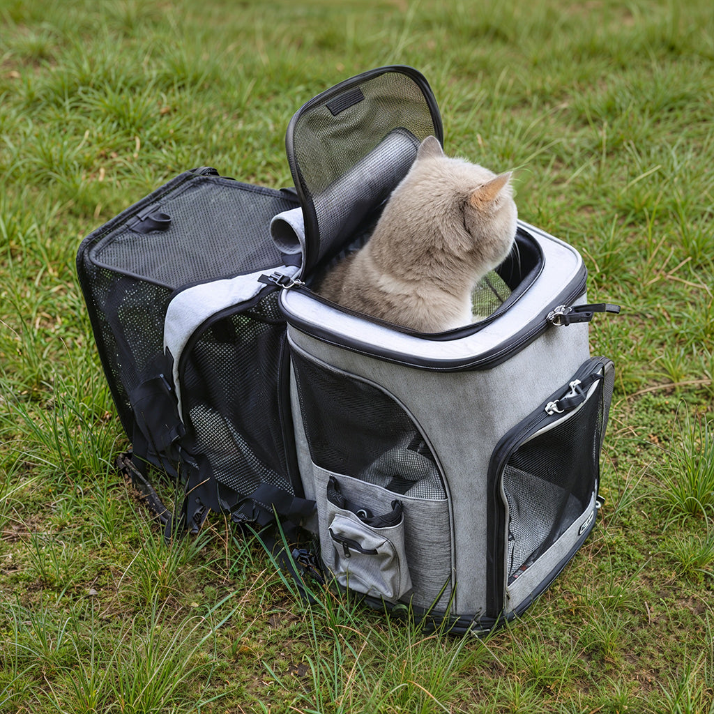 Furvo TravelNest™ Expand Cat Backpack – Expandable Mesh Pet Carrier for Travel, Hiking & Outdoor Adventures