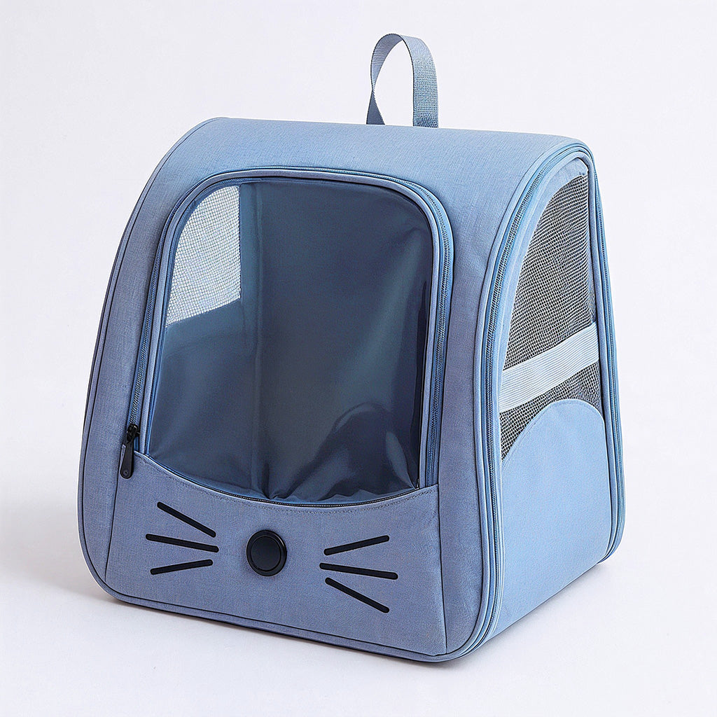 Furvo WhiskerView™ Cat Backpack – Cute Whisker Design Pet Carrier with Clear Window & Breathable Mesh Sides