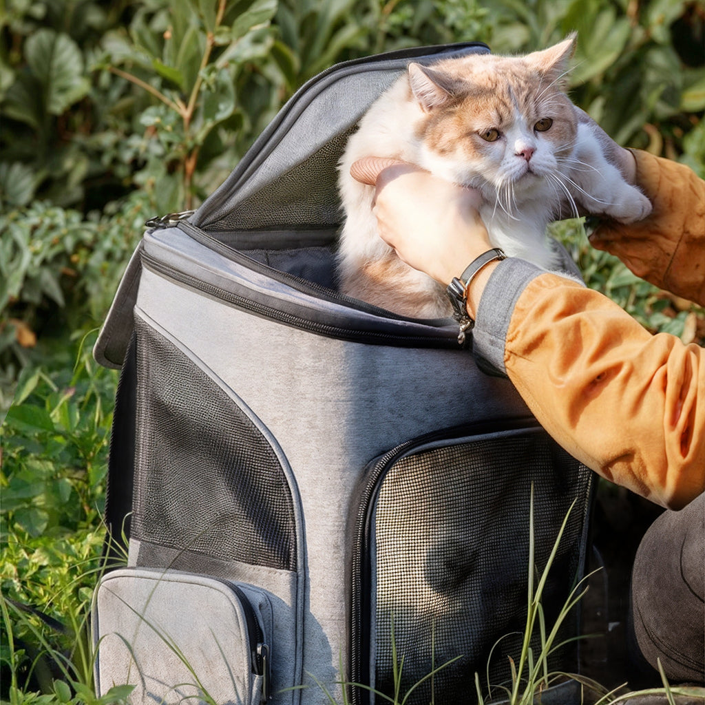 Furvo TravelNest™ Expand Cat Backpack – Expandable Mesh Pet Carrier for Travel, Hiking & Outdoor Adventures
