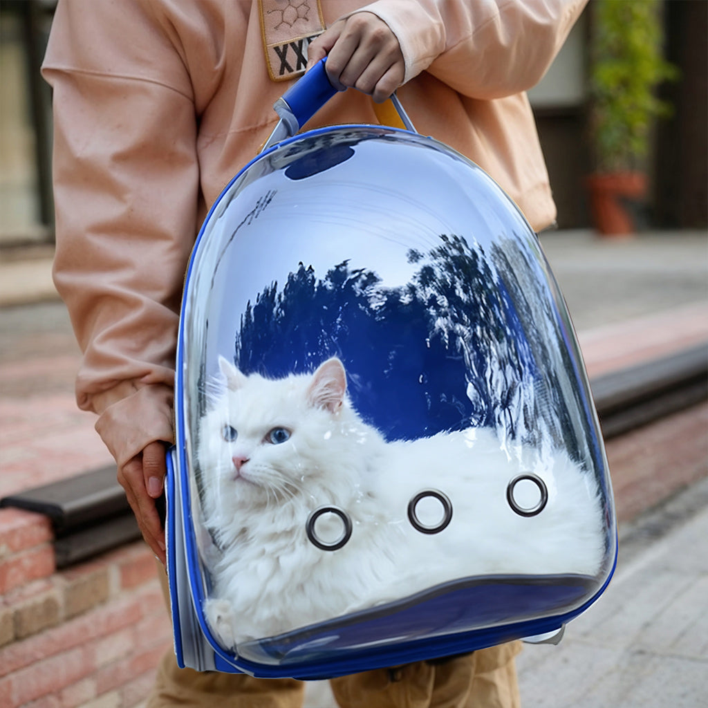 Furvo ClearView™ Capsule Cat Backpack – 360° Clear Dome Pet Carrier with Ventilation & Hard Shell Protection