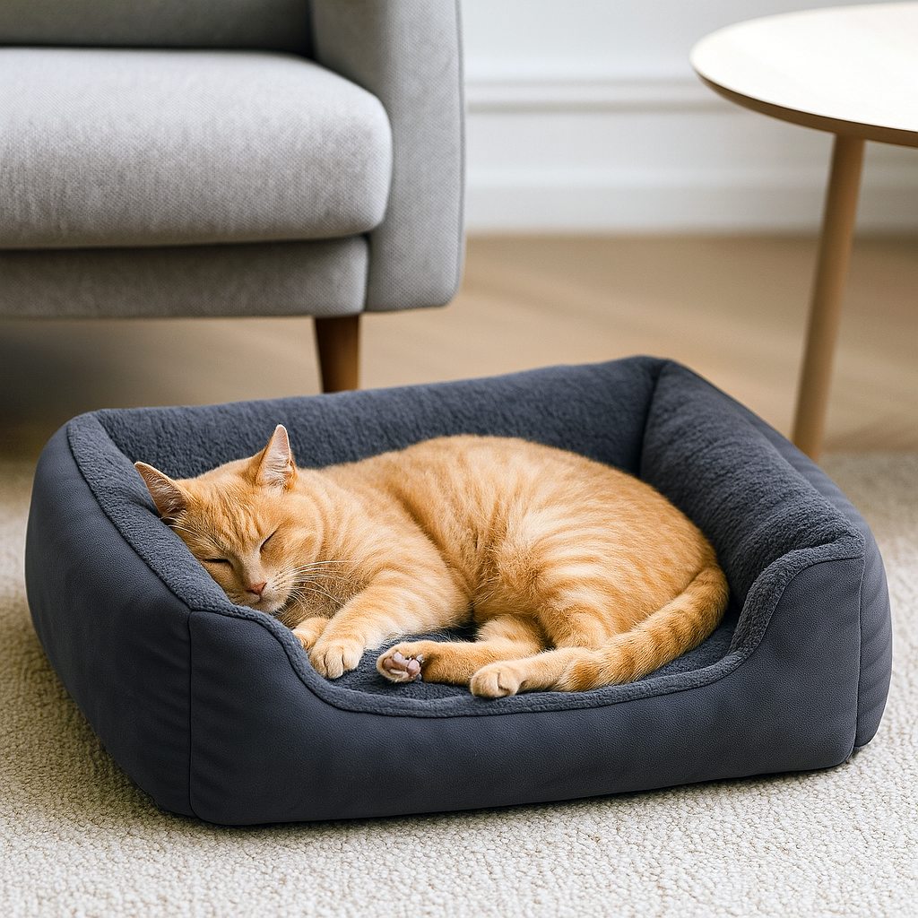 Furvo LuxePlush™ Cat Bed – Orthopedic, Ultra Soft, Washable | Rectangular Support Nest