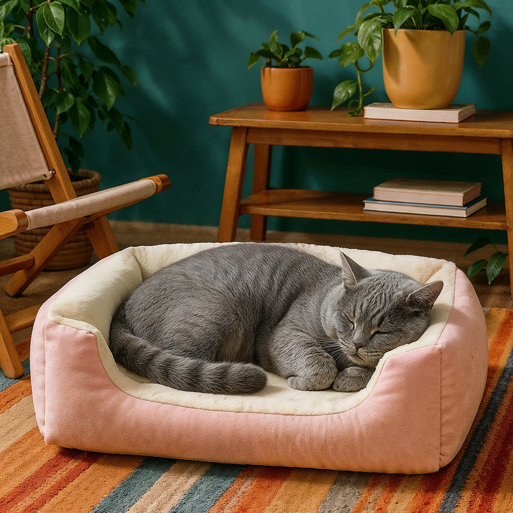Furvo LuxePlush™ Cat Bed – Orthopedic, Ultra Soft, Washable | Rectangular Support Nest