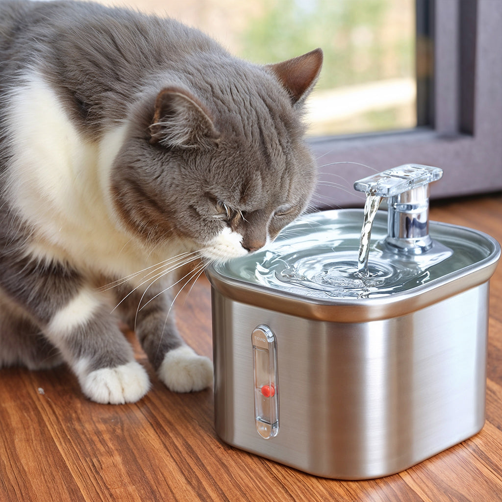 Furvo AquaFlow™ Fountain – 74oz Stainless Steel Cat Water Fountain, Ultra-Quiet & Triple Filtration