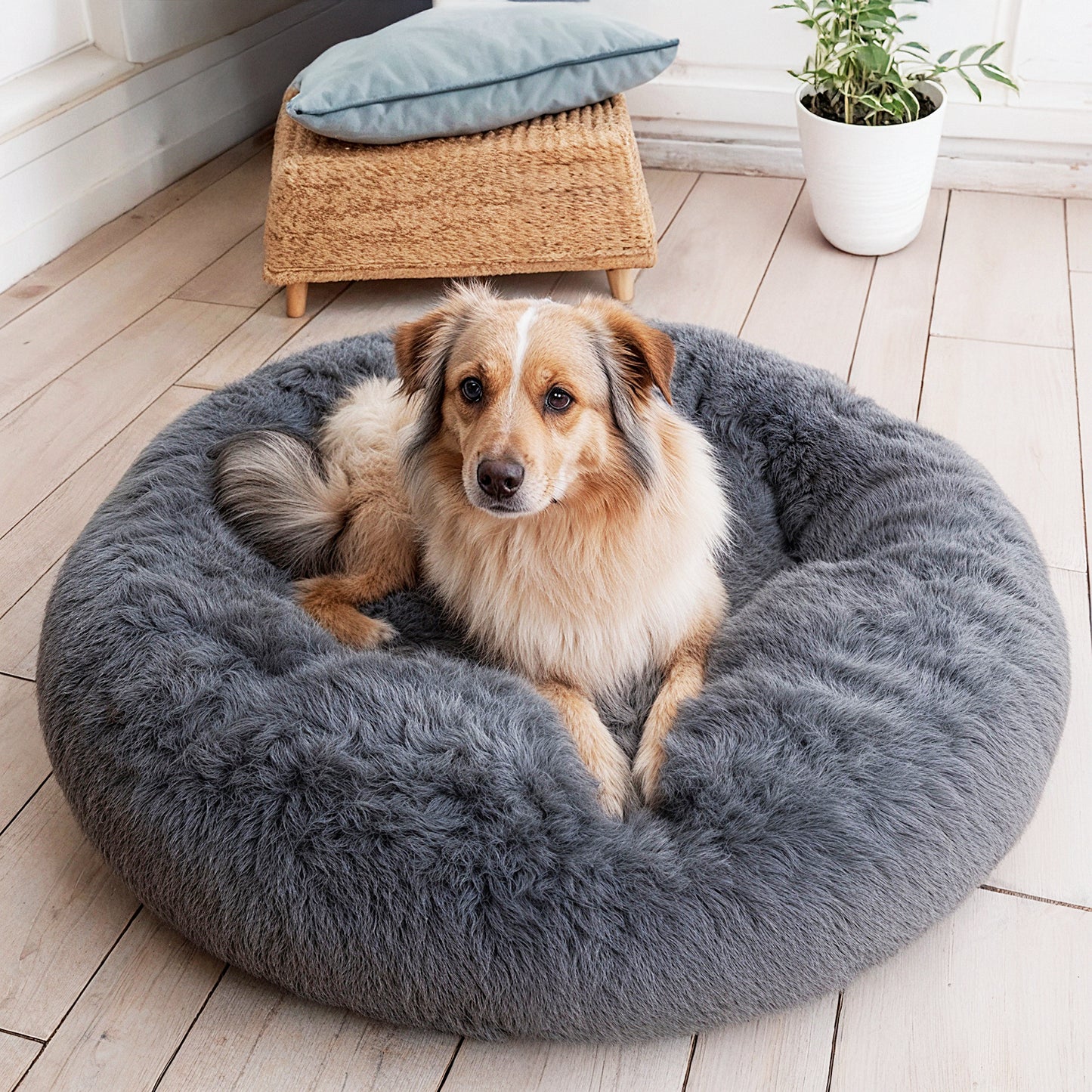 Furvo CalmNest™ Donut Dog Bed – Ultra Plush, Anti-Anxiety, Washable