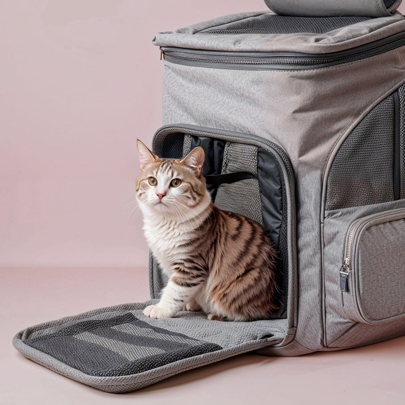 Furvo TravelNest™ Expand Cat Backpack – Expandable Mesh Pet Carrier for Travel, Hiking & Outdoor Adventures