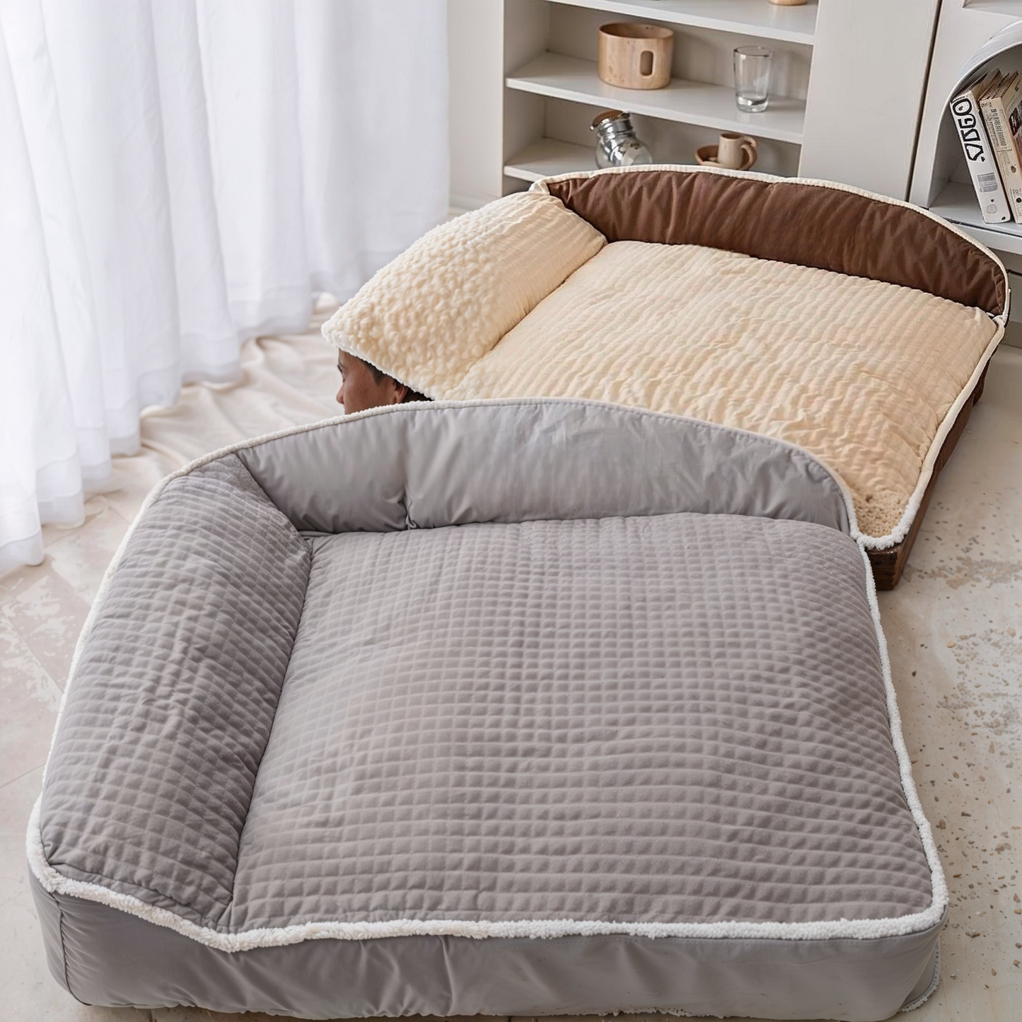 Furvo Orthopedic Lounge Dog Bed – Memory Foam, Washable, Bolstered Support