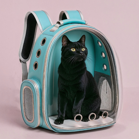 Furvo ClearView™ Capsule Cat Backpack – 360° Clear Dome Pet Carrier with Ventilation & Hard Shell Protection
