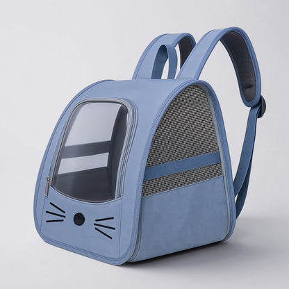 Furvo WhiskerView™ Cat Backpack – Cute Whisker Design Pet Carrier with Clear Window & Breathable Mesh Sides