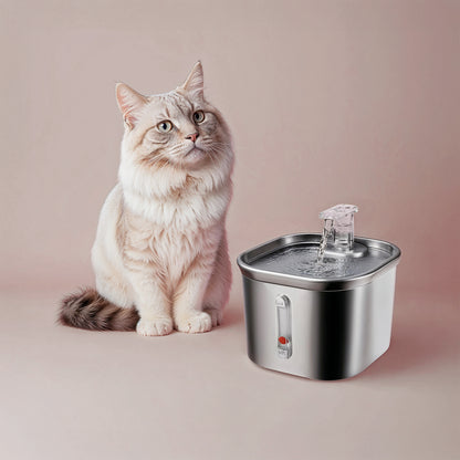 Furvo AquaFlow™ Fountain – 74oz Stainless Steel Cat Water Fountain, Ultra-Quiet & Triple Filtration