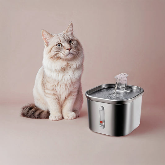 Furvo AquaFlow™ Fountain – 74oz Stainless Steel Cat Water Fountain, Ultra-Quiet & Triple Filtration