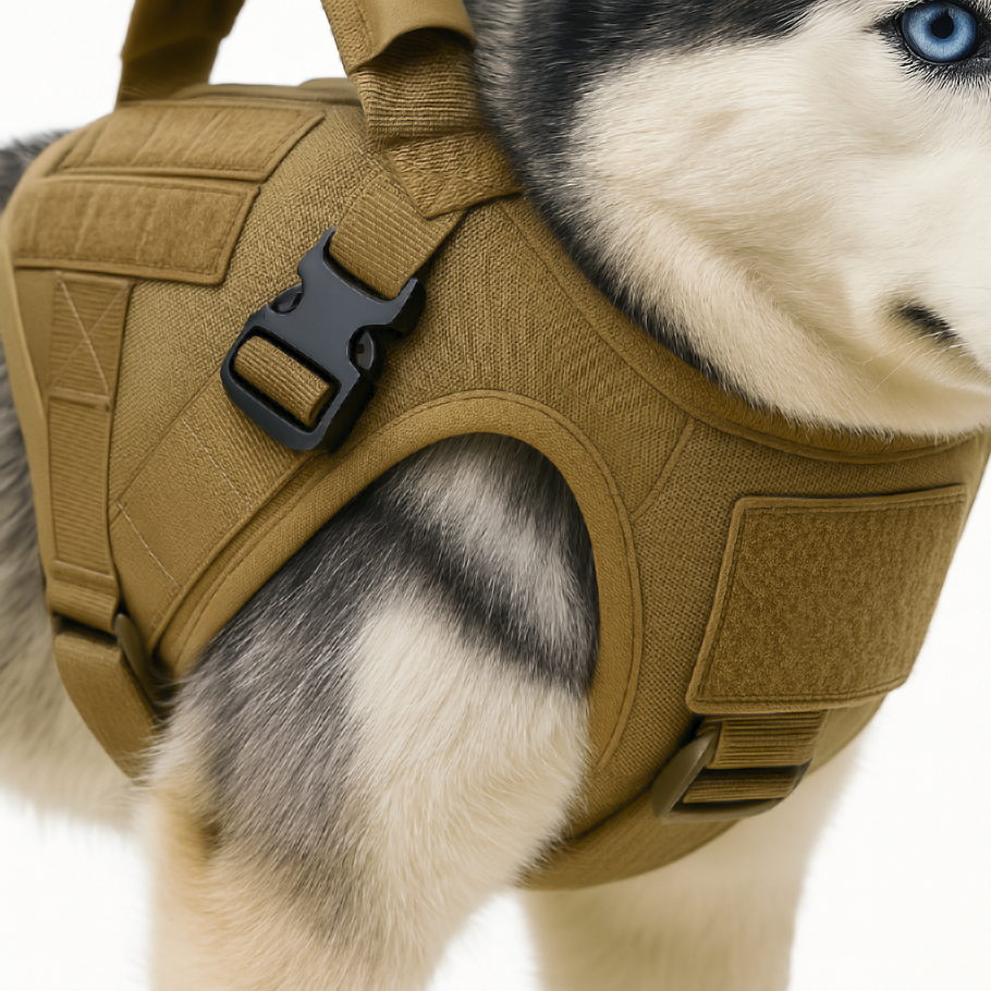  Furvo ControlTac™ Tactical Dog Harness & Collar Set – No-Pull, MOLLE System, Metal Buckles, 1050D Nylon (S–XL)