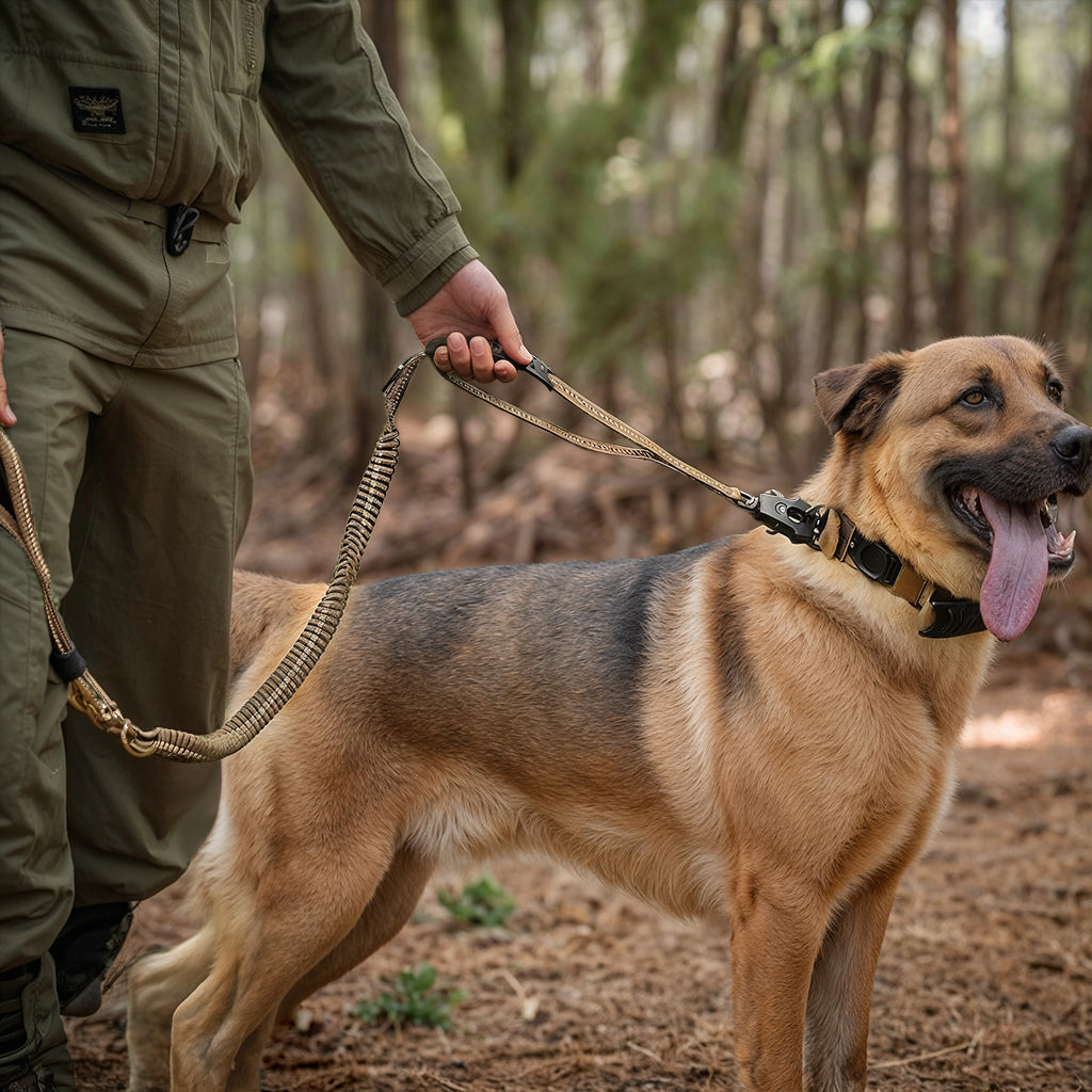 Furvo ControlTac™ Tactical Dog Leash – Heavy-Duty Bungee, Quick-Release Carabiner, Reflective, Dual Handles, Seatbelt Clip