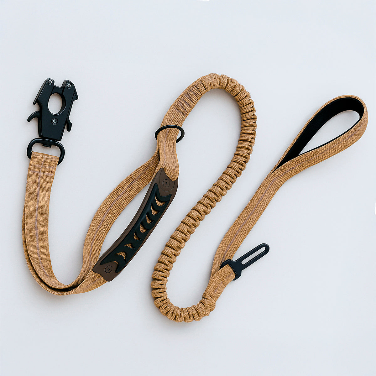 Furvo ControlTac™ Tactical Dog Leash – Heavy-Duty Bungee, Quick-Release Carabiner, Reflective, Dual Handles, Seatbelt Clip